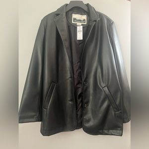 American Eagle Oversized Fit Black Leather Blazer